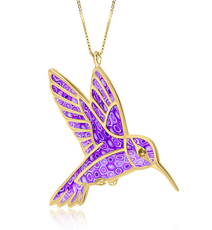 Gold Plated Sterling Silver Hummingbird Necklace Pendant