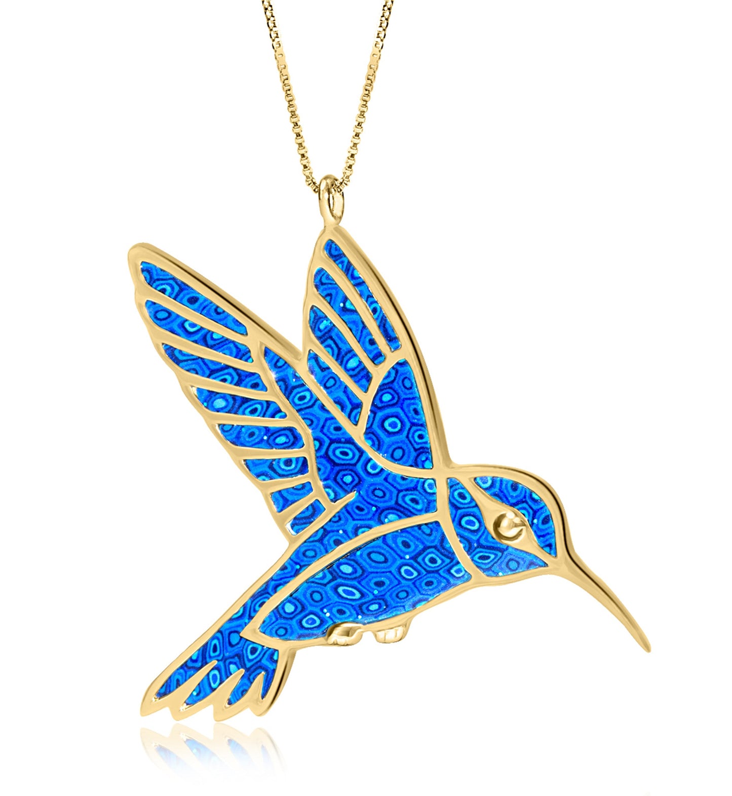 Gold Plated Sterling Silver Hummingbird Necklace Pendant