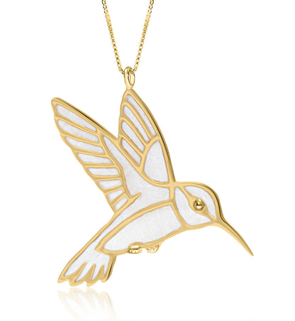 Gold Plated Sterling Silver Hummingbird Necklace Pendant