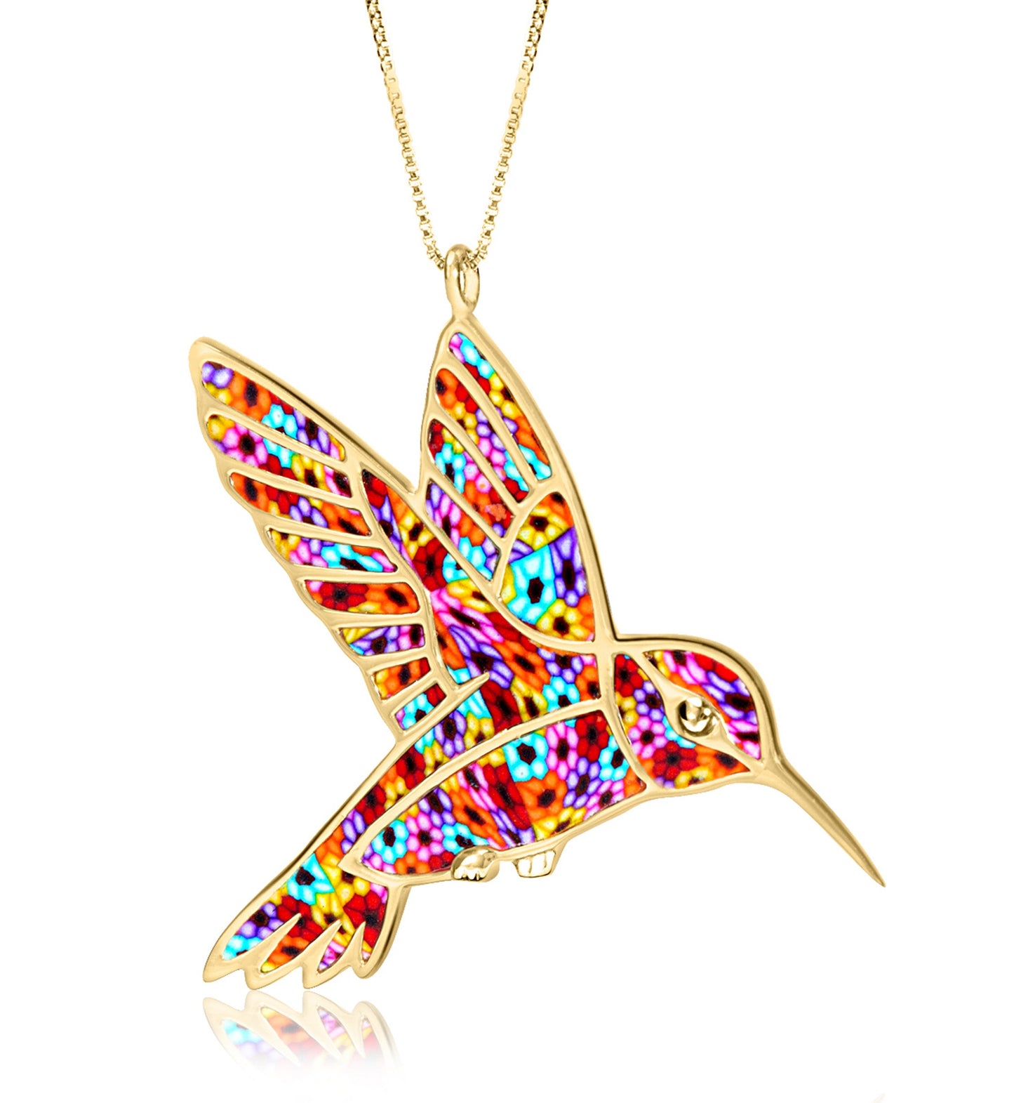 Gold Plated Sterling Silver Hummingbird Necklace Pendant