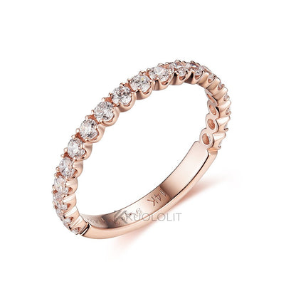 Kuololit 0.65CTW Moissanite Ring for Women Solid 18K 14K 10K Rose Gold 3/4 Eternity Band for Engagement Wedding Christmas Gifts