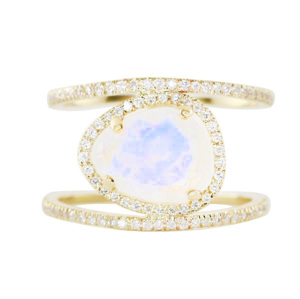 Double Band Moonstone Ring