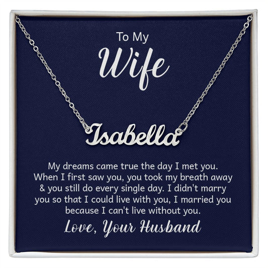 Custom Name Necklace To Wife